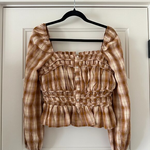 Square neck plaid top - Picture 4 of 6